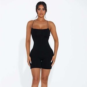 New Naked Wardrobe The NW scoop em' up romper in Black Small